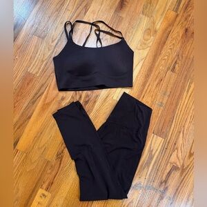 Dark Brown Strappy Sports Bra and Leggings Set by Aerie